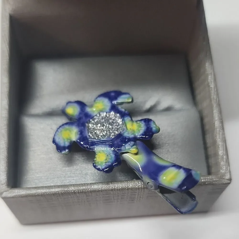 Blue and Yellow Sea Turtle Hair Clip